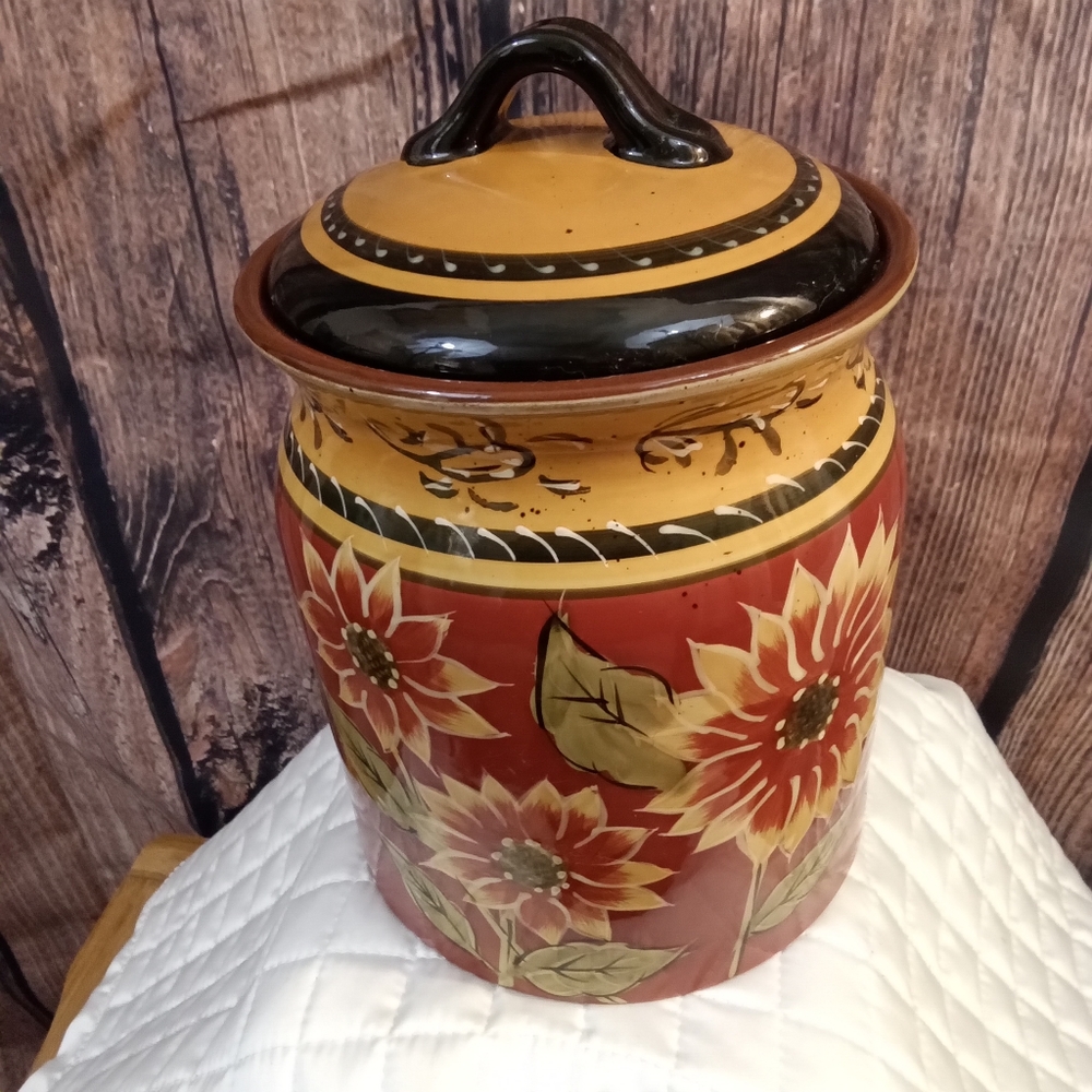 Sunflower Ceramic Jar with Lid